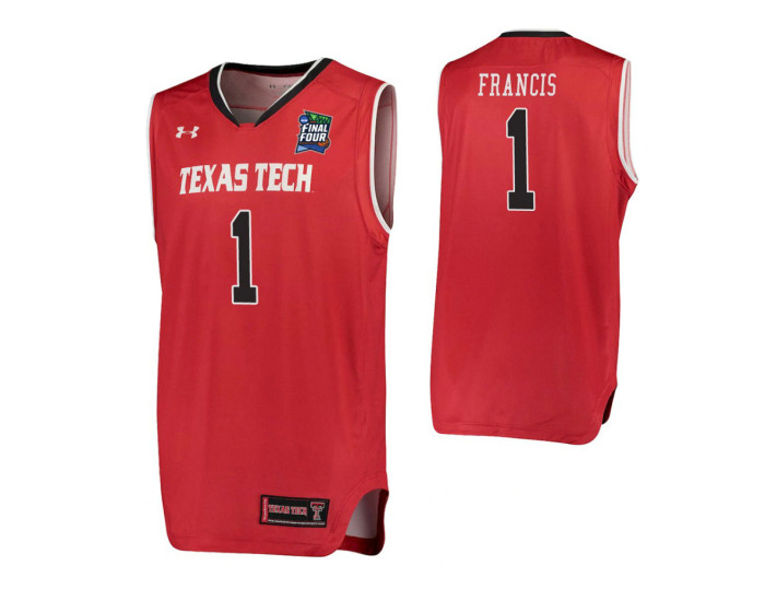 Youth Texas Tech Red Raiders #1 Brandone Francis Red Replica College Basketball Jersey