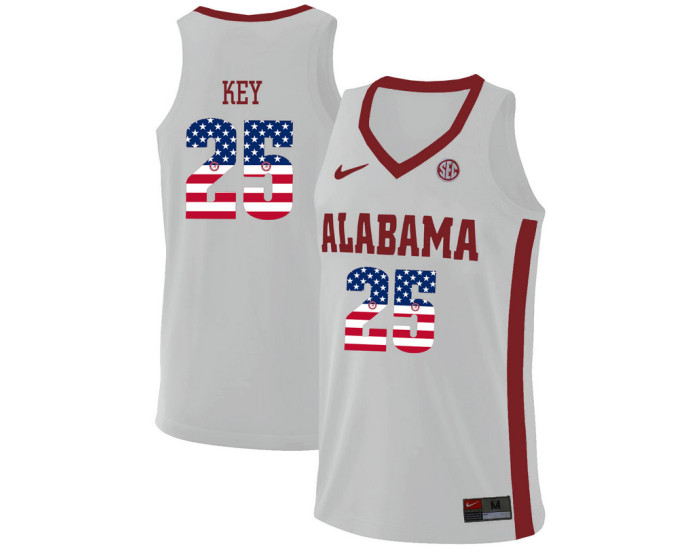 Youth Alabama Crimson Tide #25 Braxton Key Replica College Basketball Jersey White