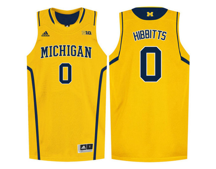 Youth Michigan Wolverines #0 Brent Hibbitts Replica College Basketball Jersey Gold