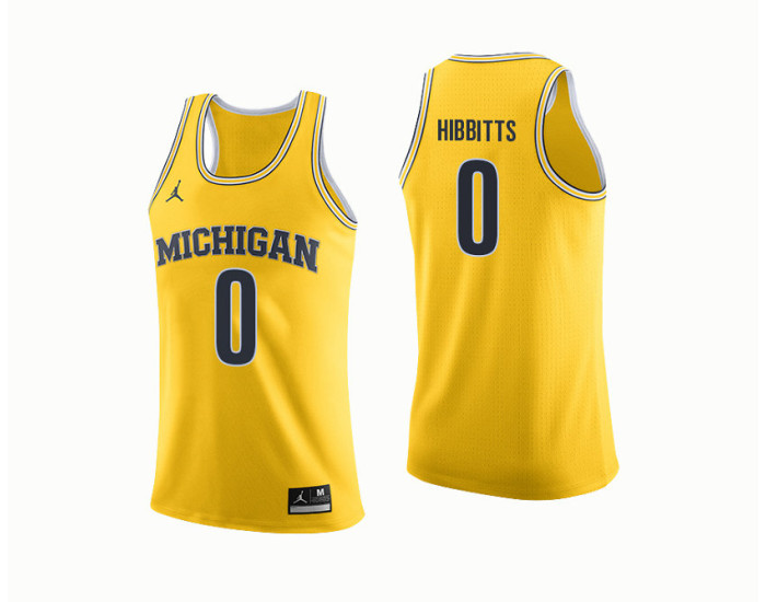 Michigan Wolverines #0 Brent Hibbitts Authentic College Basketball Jersey Yellow