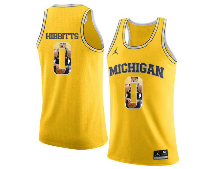 Youth Michigan Wolverines #0 Brent Hibbitts Replica College Basketball Jersey Yellow