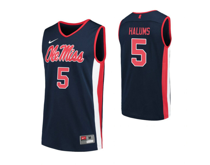 Ole Miss Rebels 5 Brian Halums Replica College Basketball Jersey Navy