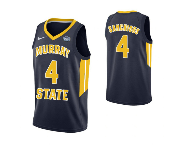 Youth Murray State Racers #4 Brion Sanchious Authentic College Basketball Jersey Navy