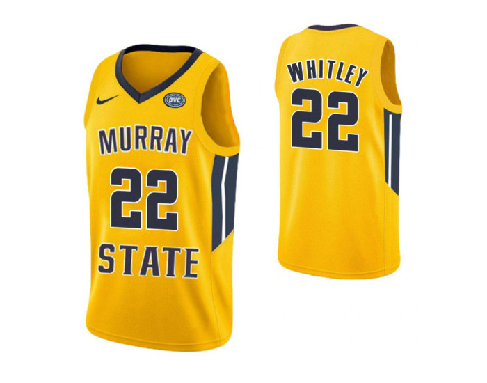 Murray State Racers #22 Brion Whitley Authentic College Basketball Jersey Yellow
