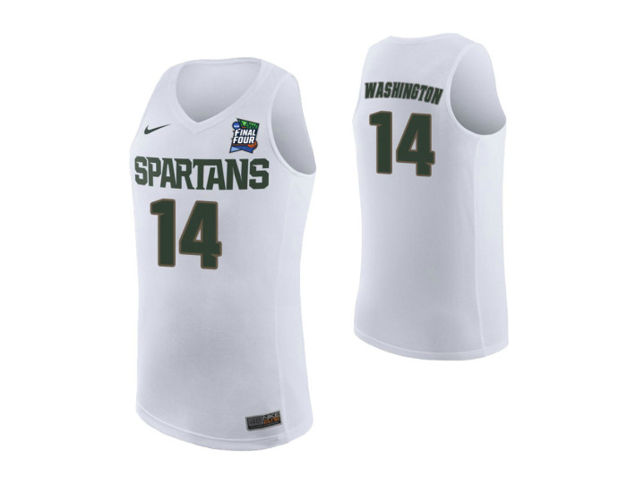 Michigan State Spartans #14 Brock Washington White Replica College Basketball Jersey