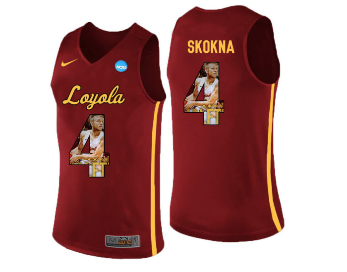 Loyola (Chi) Ramblers #4 Bruno Skokna Authentic College Basketball Jersey Red