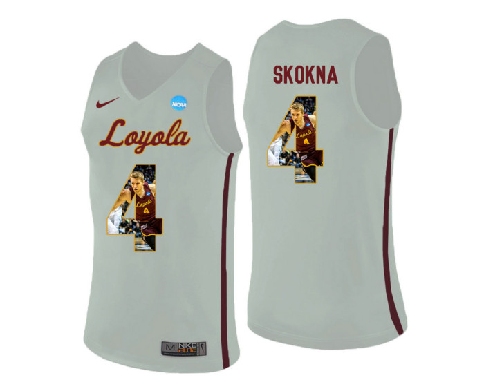 Loyola (Chi) Ramblers #4 Bruno Skokna Authentic College Basketball Jersey White