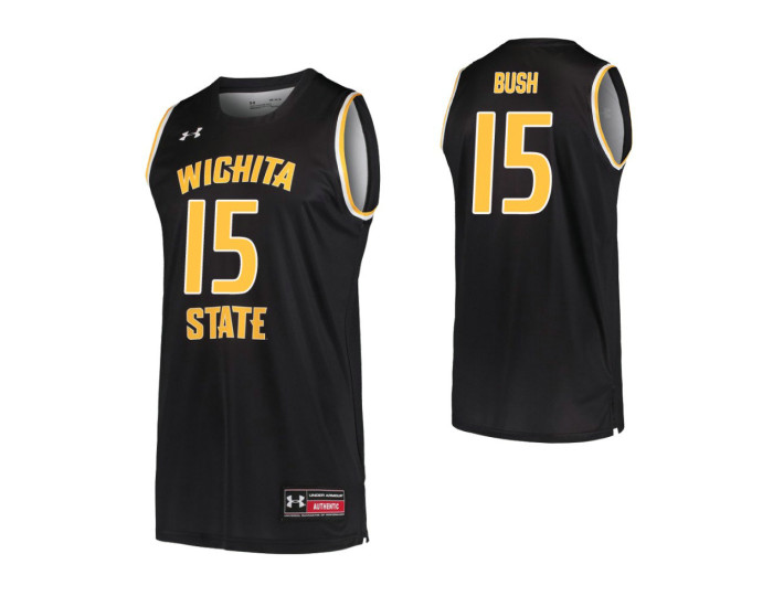 Wichita State Shockers #15 Brycen Bush Black Authentic College Basketball Jersey
