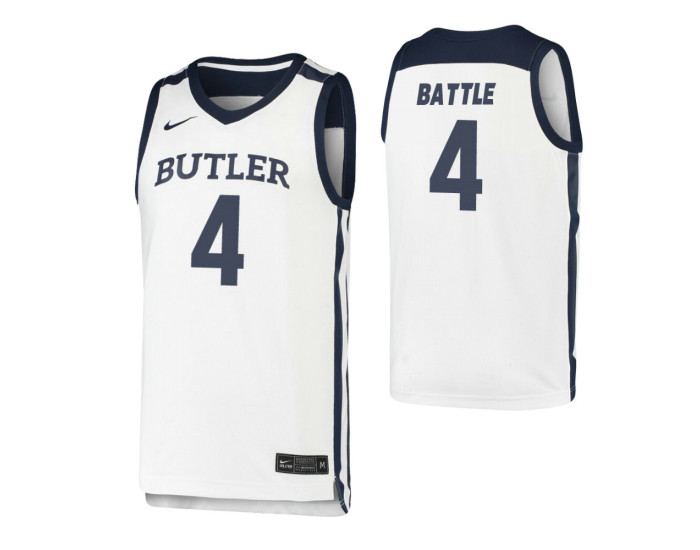 Butler Bulldogs Khalif Battle Replica College Basketball Jersey White