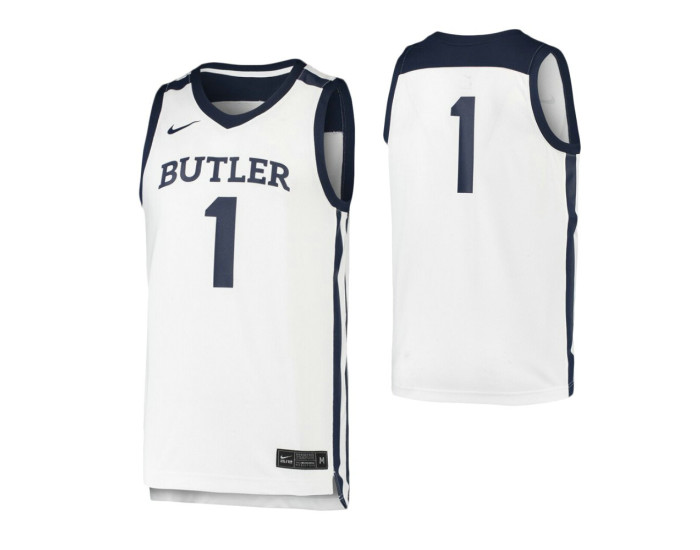 Butler Bulldogs #1 Authentic College Basketball Jersey White