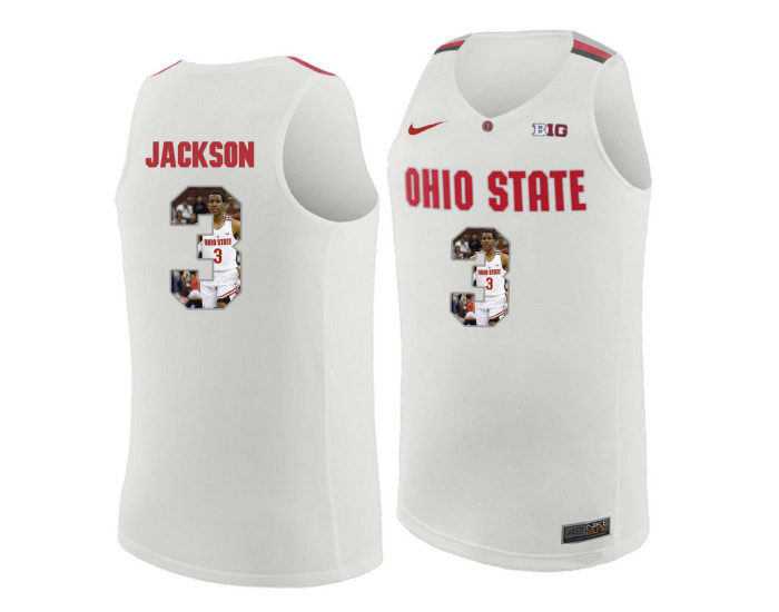Ohio State Buckeyes #3 C.J. Jackson Authentic College Basketball Jersey White