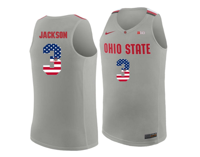 Youth Ohio State Buckeyes #3 C.J. Jackson Authentic College Basketball Jersey Gray