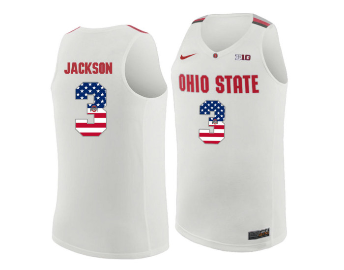Ohio State Buckeyes #3 C.J. Jackson Authentic College Basketball Jersey White