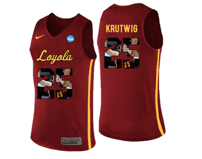 Loyola (Chi) Ramblers #25 Cameron Krutwig Replica College Basketball Jersey Red
