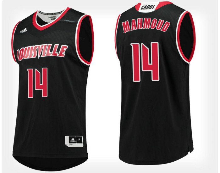 Louisville Cardinals #14 Anas Mahmoud Black Alternate Replica College Basketball Jersey