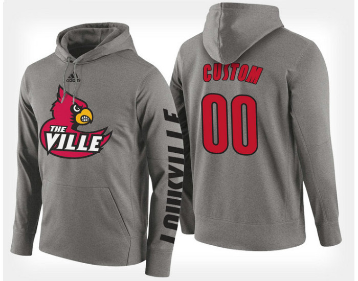 Louisville Cardinals #00 Custom Gray Hoodie College Basketball