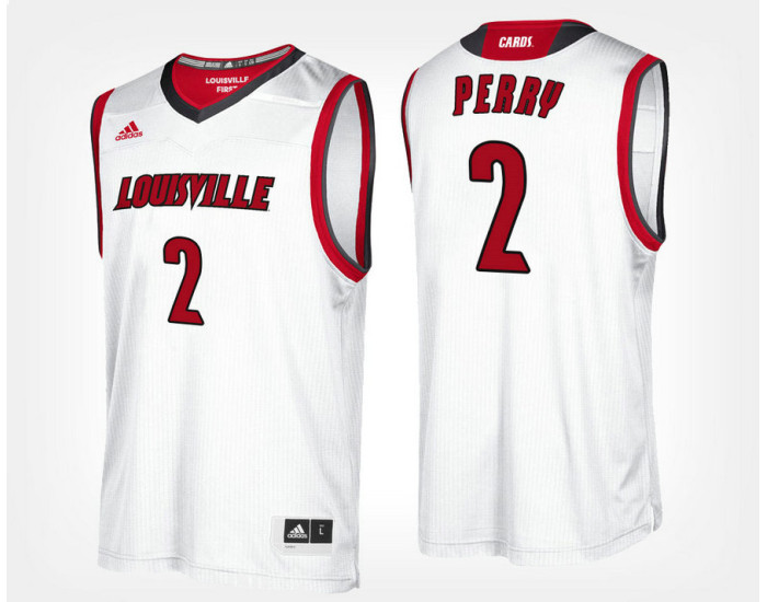 Louisville Cardinals #2 Darius Perry White Road Replica College Basketball Jersey