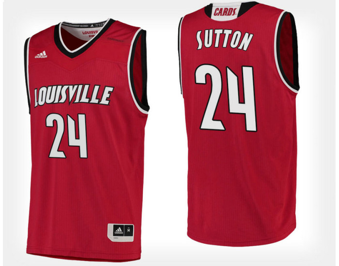 Louisville Cardinals #24 Dwayne Sutton Red Home Replica College Basketball Jersey