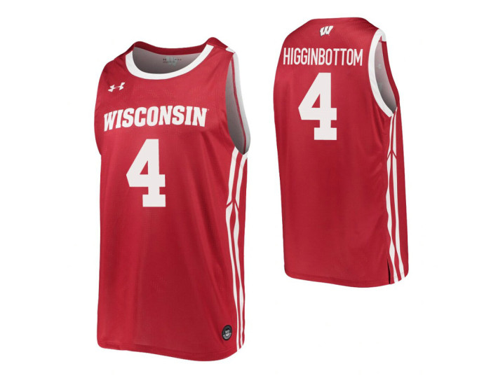 Wisconsin Badgers #4 Carter Higginbottom Red Authentic College Basketball Jersey