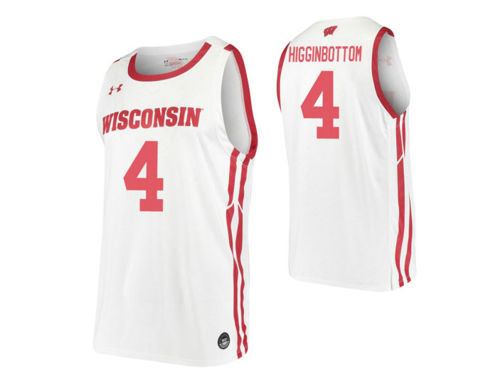 Carter Higginbottom Authentic College Basketball Jersey White Wisconsin Badgers