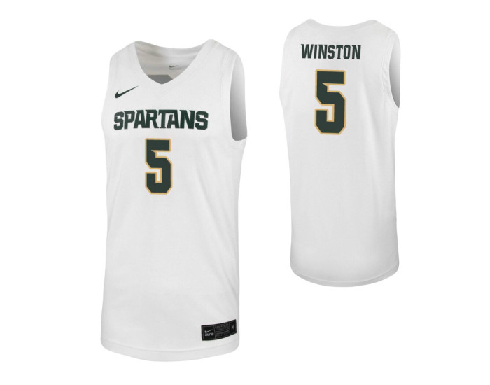 Cassius Winston Authentic College Basketball Jersey White Michigan State Spartans
