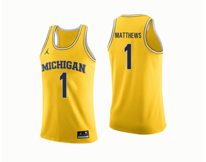 Youth Michigan Wolverines #1 Charles Matthews Authentic College Basketball Jersey Yellow