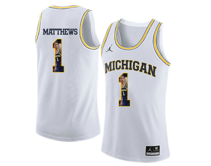 Michigan Wolverines #1 Charles Matthews Authentic College Basketball Jersey White