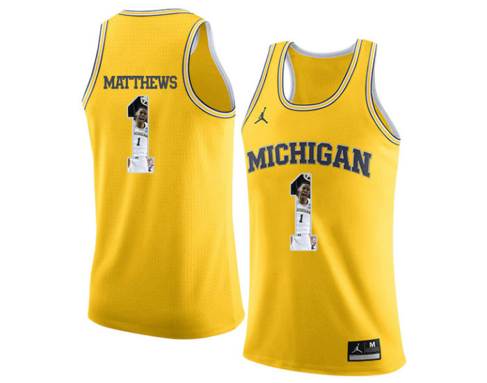 Youth Michigan Wolverines #1 Charles Matthews Authentic College Basketball Jersey Yellow