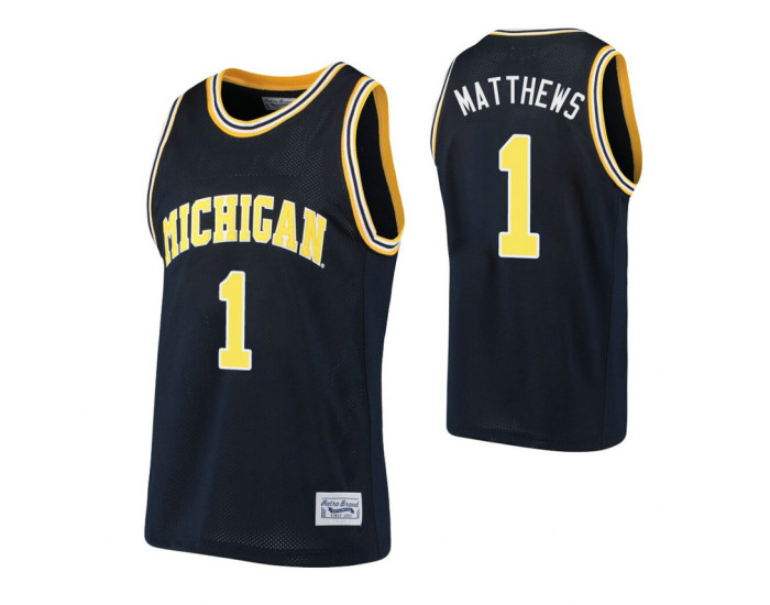 Michigan Wolverines #1 Charles Matthews Navy Authentic College Basketball Jersey