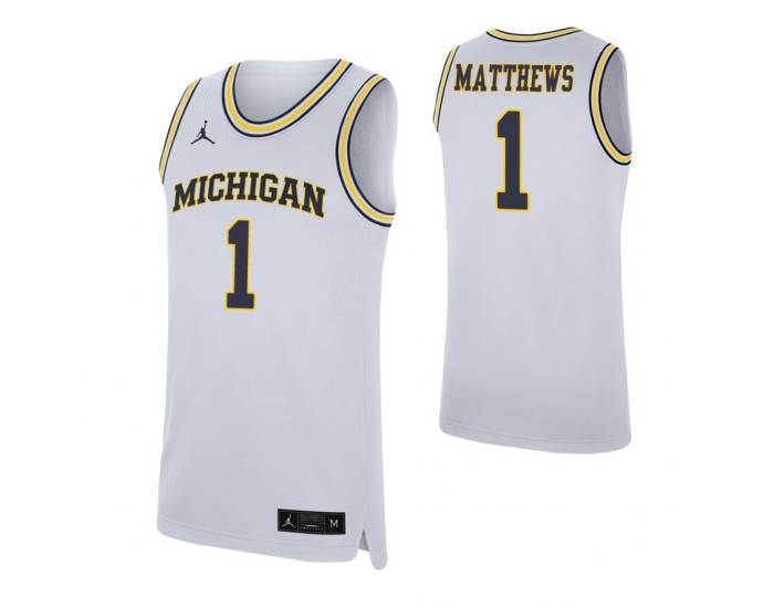 Michigan Wolverines #1 Charles Matthews White Replica College Basketball Jersey