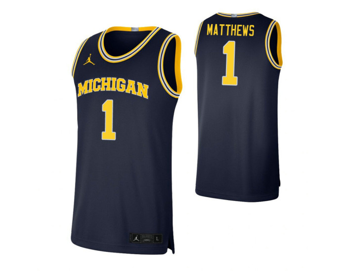 Youth Michigan Wolverines #1 Charles Matthews Navy Authentic College Basketball Jersey
