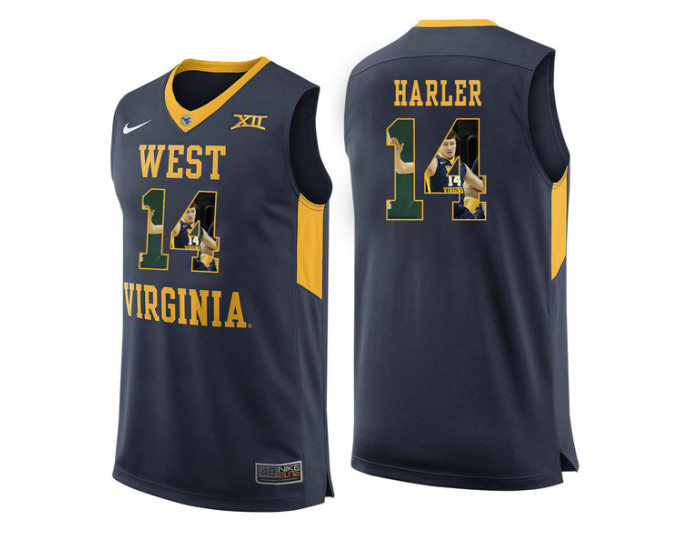 Youth West Virginia Mountaineers #14 Chase Harler Replica College Basketball Jersey Navy