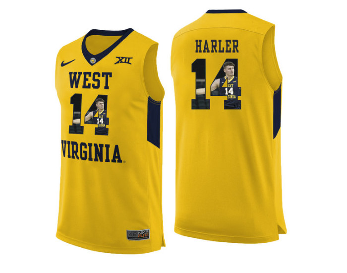 West Virginia Mountaineers #14 Chase Harler Replica College Basketball Jersey Yellow