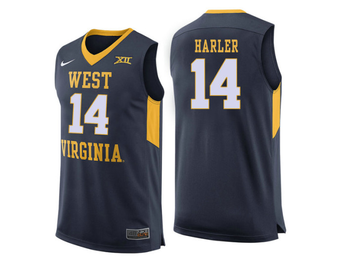 West Virginia Mountaineers #14 Chase Harler Replica College Basketball Jersey Navy