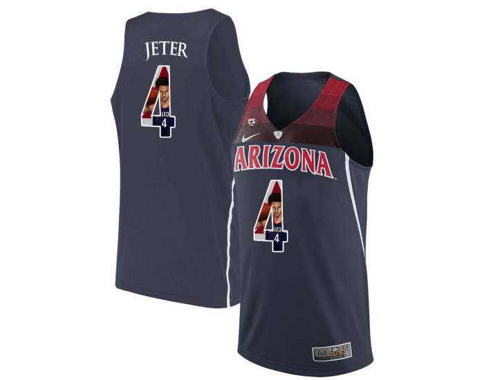 Arizona Wildcats #4 Chase Jeter Authentic College Basketball Jersey Navy