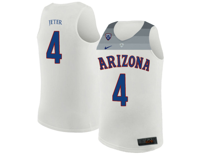Arizona Wildcats #4 Chase Jeter Replica College Basketball Jersey White