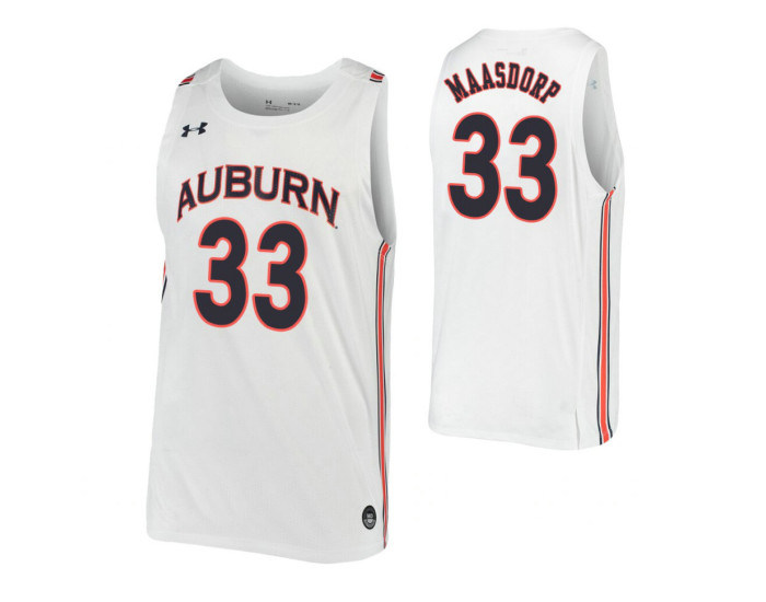 Chase Maasdorp Authentic College Basketball Jersey White Auburn Tigers