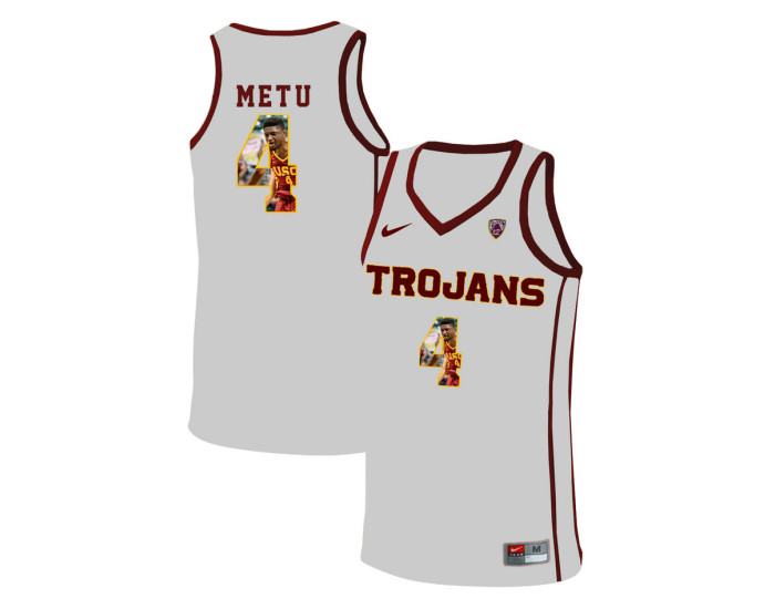 Youth USC Trojans #4 Chimezie Metu Replica College Basketball Jersey White