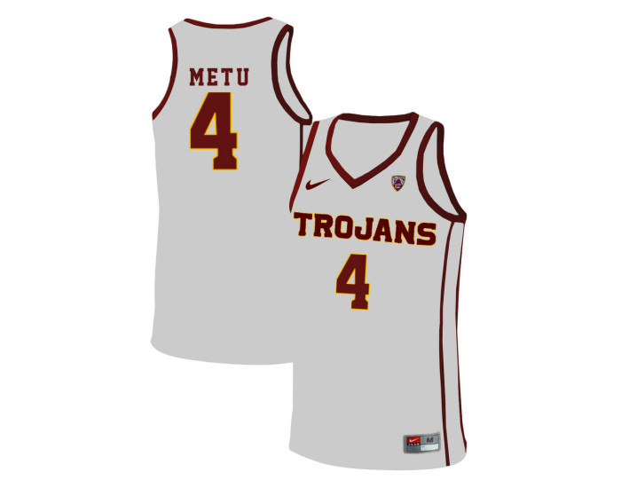USC Trojans #4 Chimezie Metu Authentic College Basketball Jersey White