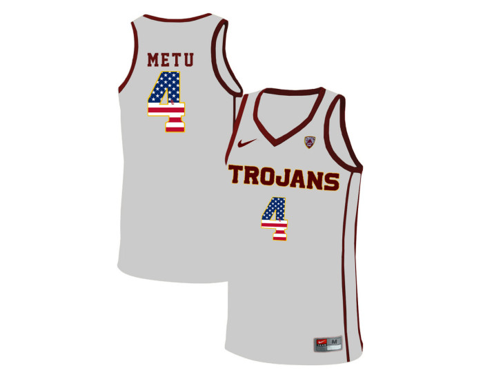 USC Trojans #4 Chimezie Metu Replica College Basketball Jersey White