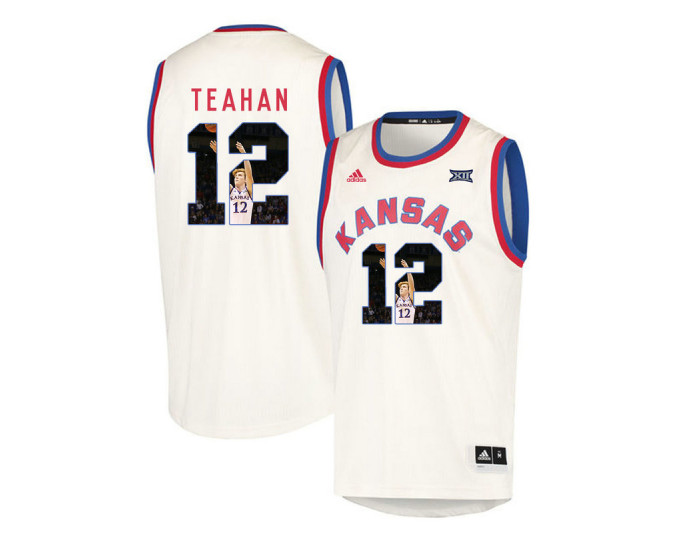 Kansas Jayhawks #12 Chris Teahan Replica College Basketball Jersey Cream