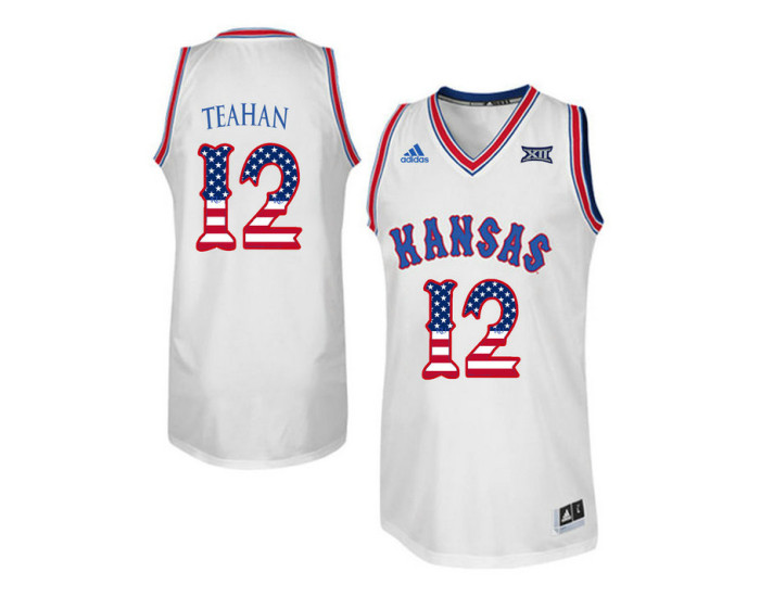 Kansas Jayhawks #12 Chris Teahan Replica College Basketball Jersey White
