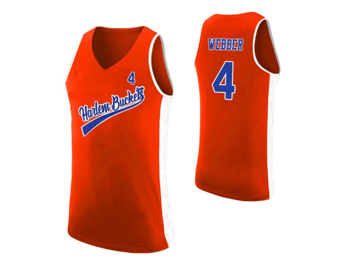 Harlem Buckets #4 Chris Webber Orange Authentic College Basketball Jersey