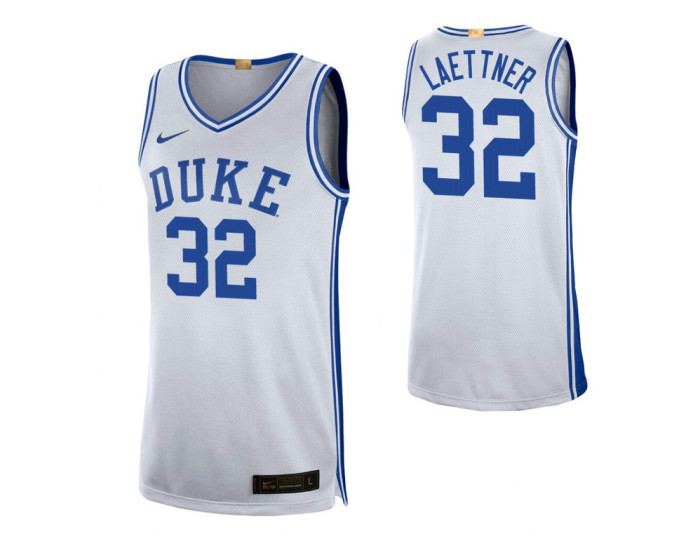 Duke Blue Devils #32 Christian Laettner White Authentic College Basketball Jersey
