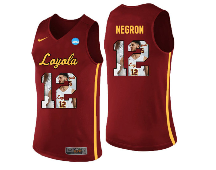 Loyola (Chi) Ramblers #12 Christian Negron Authentic College Basketball Jersey Red