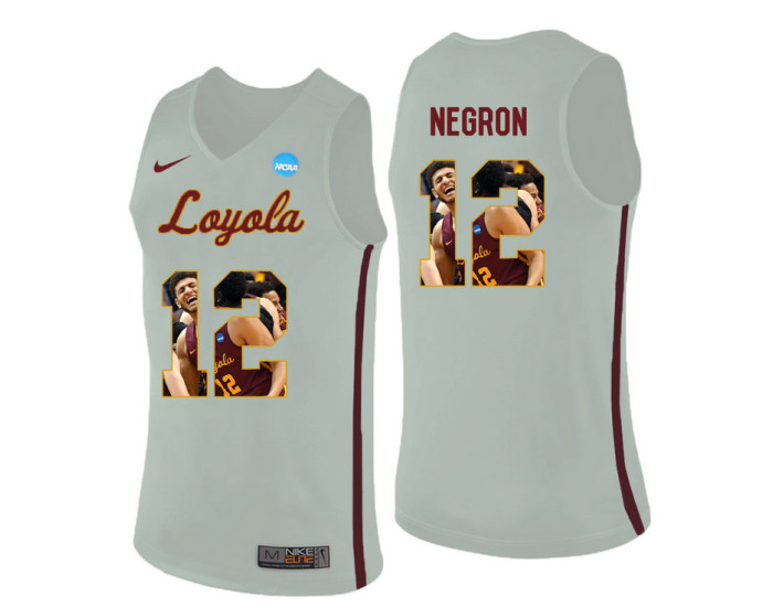 Loyola (Chi) Ramblers #12 Christian Negron Replica College Basketball Jersey White