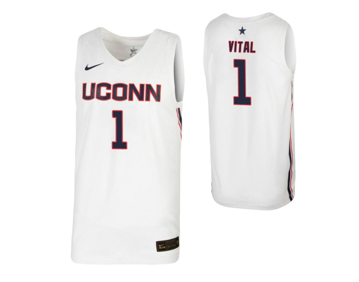 Youth UConn Huskies #1 Christian Vital White Authentic College Basketball Jersey
