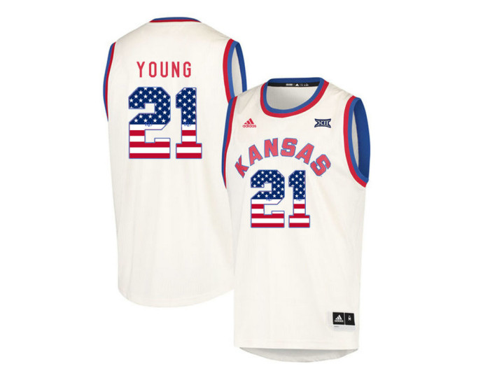 Kansas Jayhawks #21 Clay Young Authentic College Basketball Jersey Cream