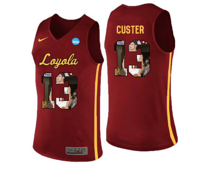 Loyola (Chi) Ramblers #13 Clayton Custer Replica College Basketball Jersey Red