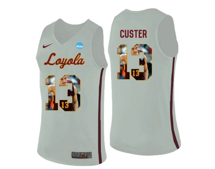 Loyola (Chi) Ramblers #13 Clayton Custer Authentic College Basketball Jersey White